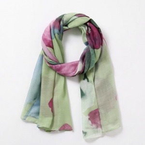 Floral Watercolour - Green Scarf
